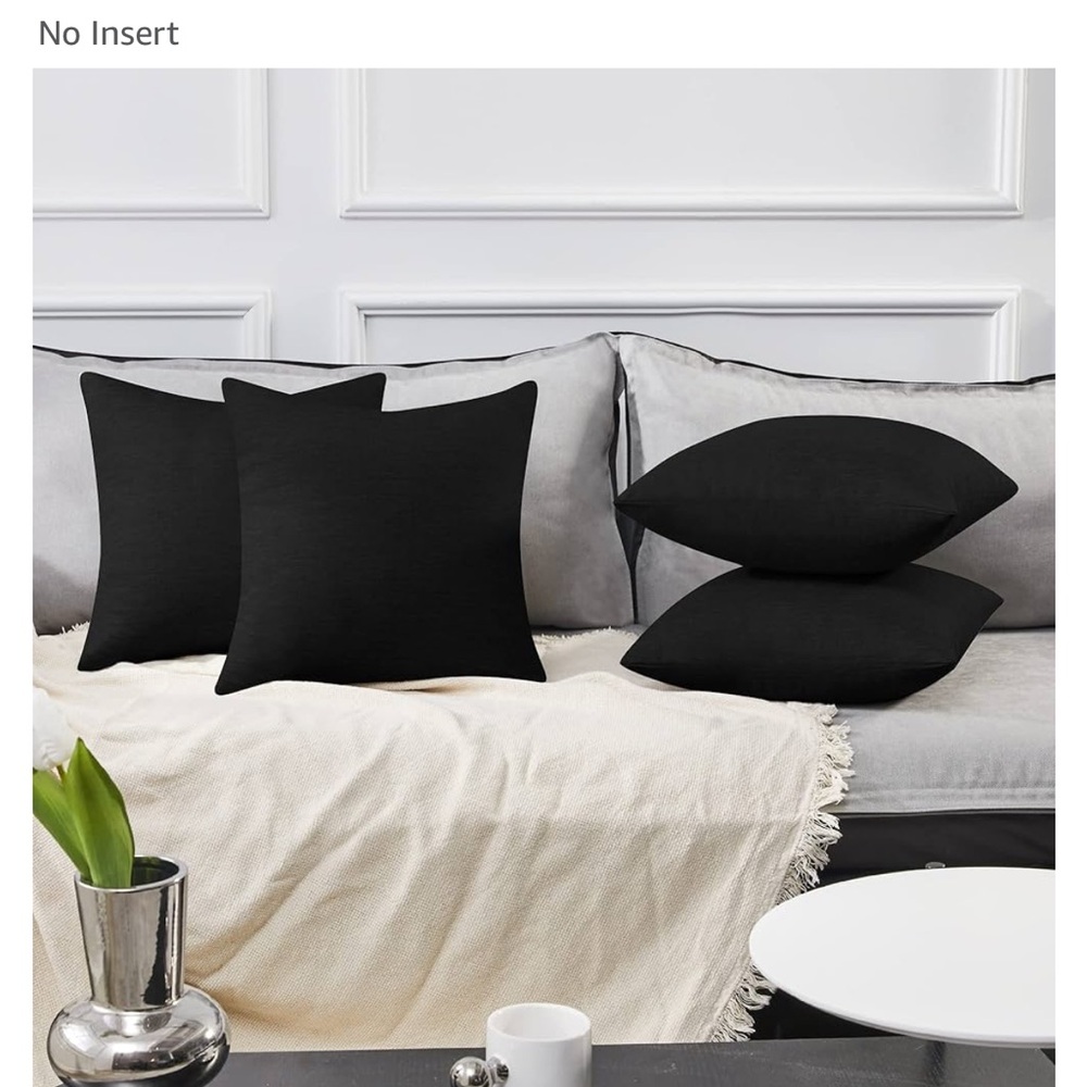 Set of Black Throw Pillow Covers